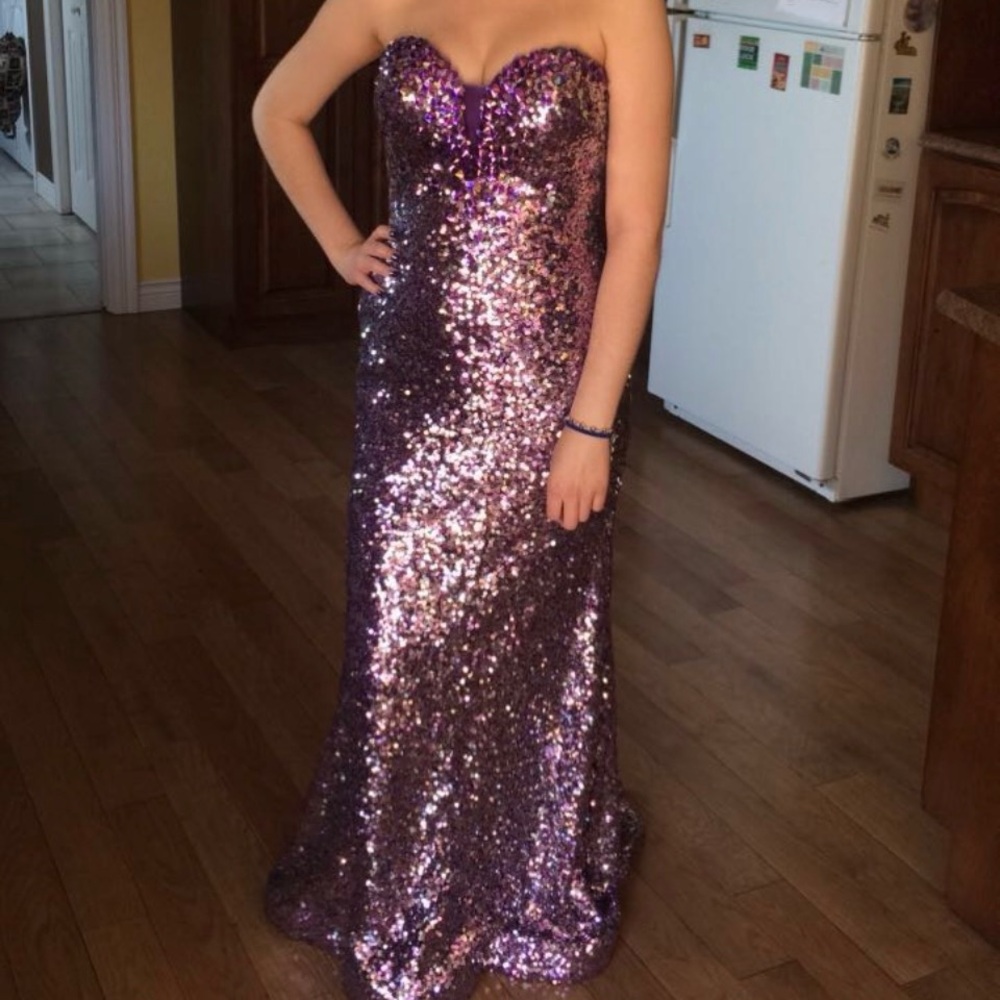 Purple Sequins Graduation Dress